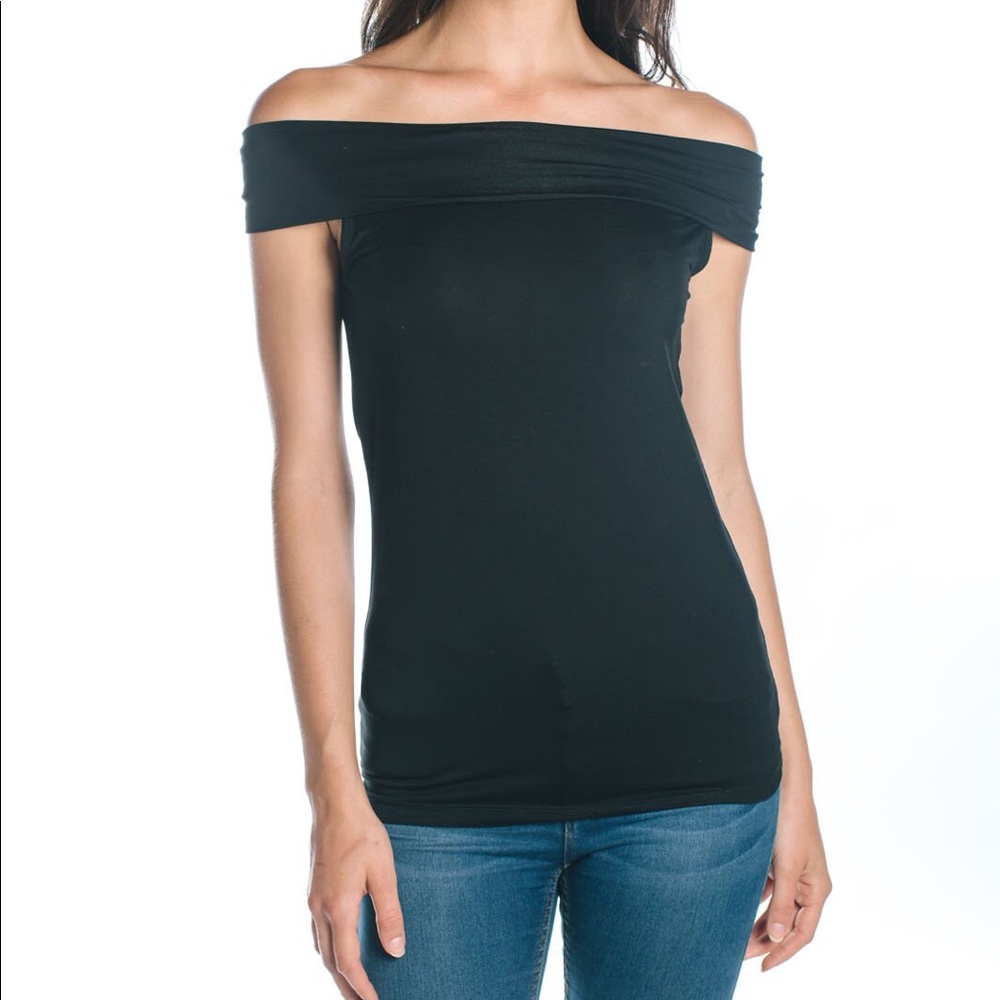 Black off shoulder top